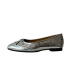 Women's Ballet Flats with Decorative Strap and Leather Finish