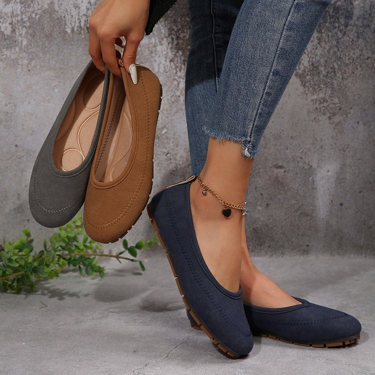 Women's Suede Ballet Flats with Anatomical Insole