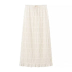 Women's Maxi Skirt with Elastic Waistband and Playful Ruffle Design