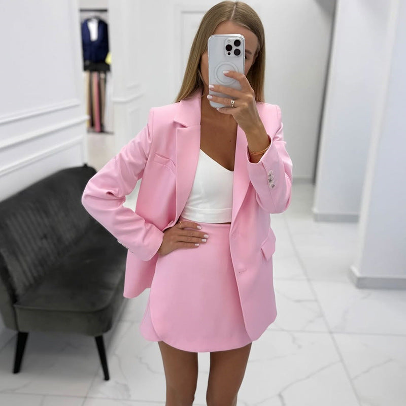 Women's Elegant Blazer and Skirt Set