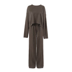 Women's Comfortable Cropped Sweatshirt and Wide Pants Set