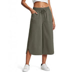 Women's Comfortable Culottes with Elastic Waist and Practical Pockets