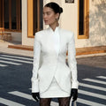Women's Elegant Blazer with Asymmetrical Cut and Tailored Design