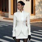 Women's Elegant Blazer with Asymmetrical Cut and Tailored Design