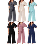 Women's Wide-Leg Jumpsuit with Waist Tie