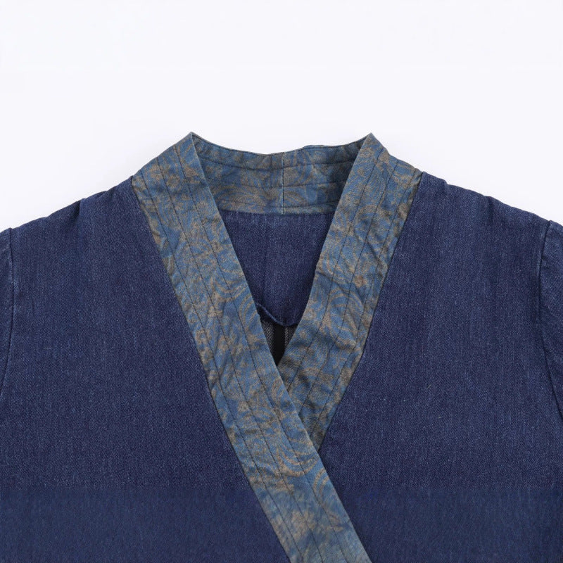 Women's Elegant Asian-Style Combination Jacket with Kimono Details