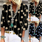 Casual Women's Blouse with Modern Circle Pattern