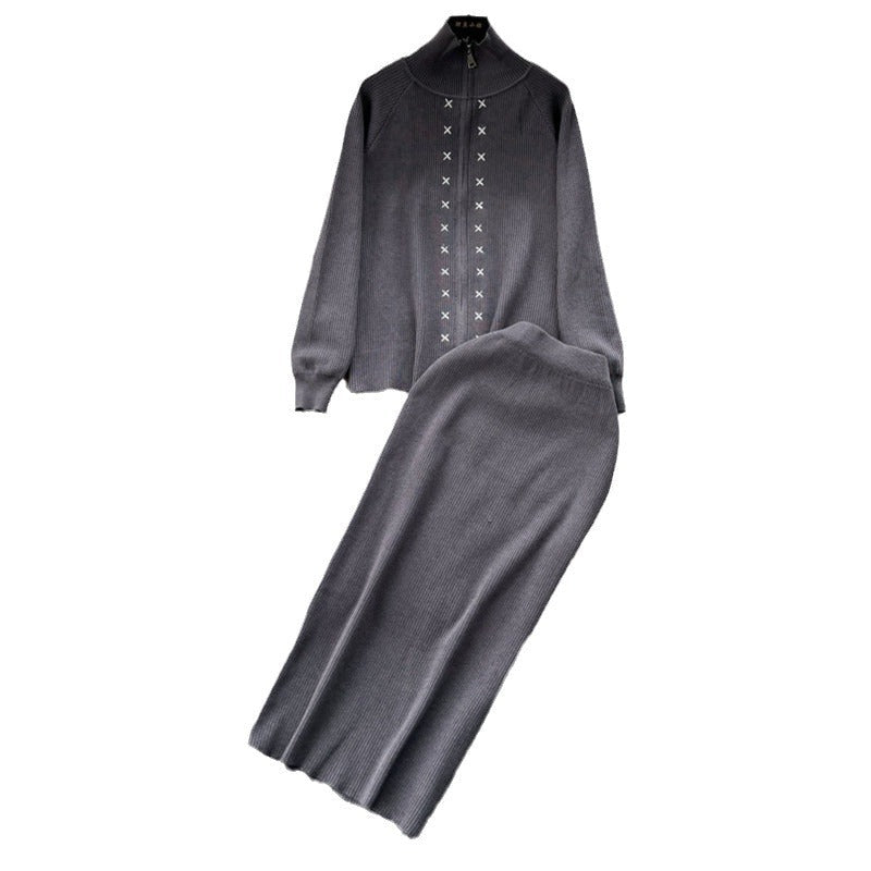 Women's Elegant Knit Suit with Zipper