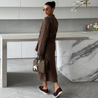 Women's Elegant Knit Ensemble with Wrap Jacket and Pencil Skirt
