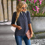 Women's Blouse with Floral Pattern and Modern Puff Sleeves