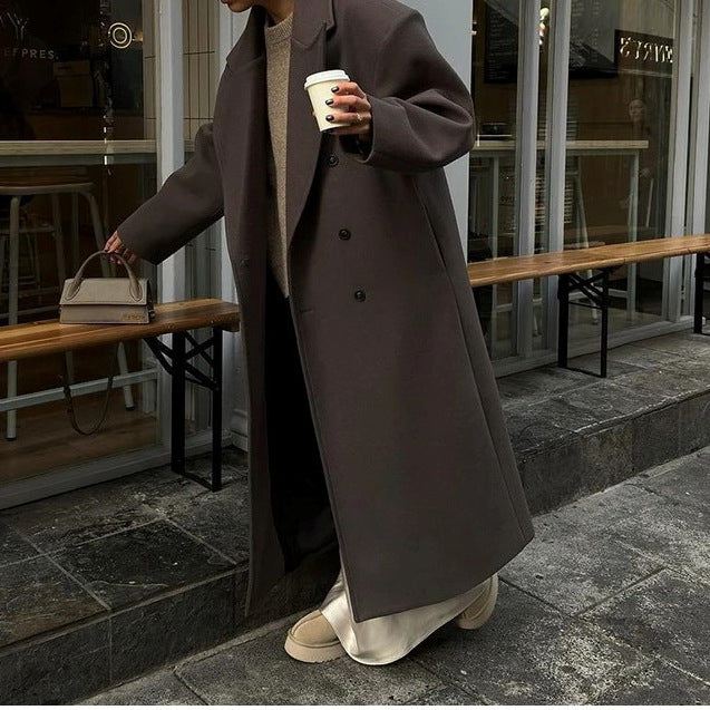 Women's Elegant Double-Breasted Wool Coat