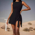 Women's Swimwear with Asymmetric Draping and Side Tie