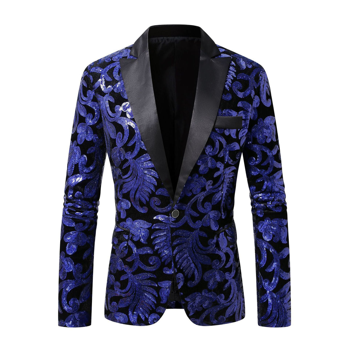 Elegant Sequin Blazer with Floral Design