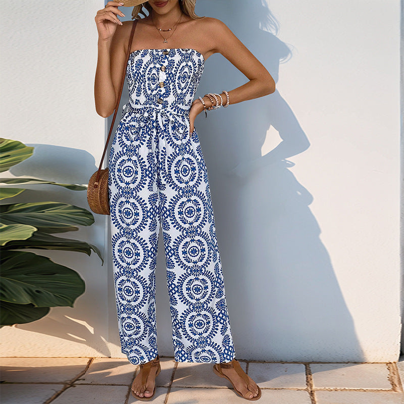 Women's Bandeau Jumpsuit with Pockets