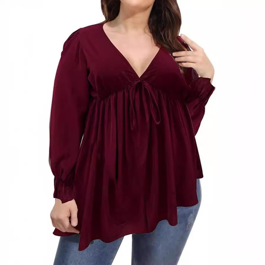 Women's Blouse with Elegant Ruffle Details and Trendy Print
