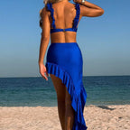 Women's Swimsuit with Ruffles and High Leg Cut