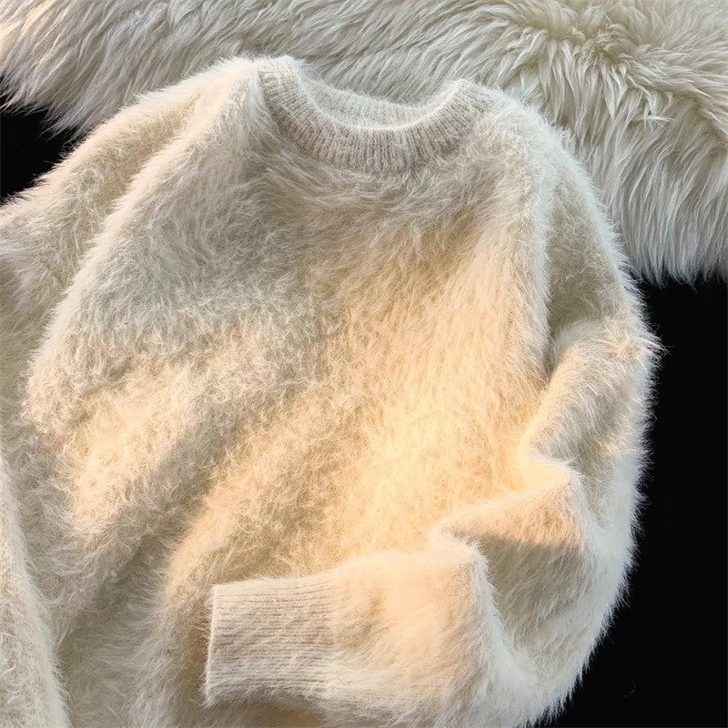 Women's Fluffy Crew Neck Pullover