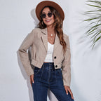 Women's Cropped Blazer with Waist Belt and Modern Cut