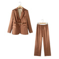 Women's Elegant Satin Blazer Set with Chain Accent
