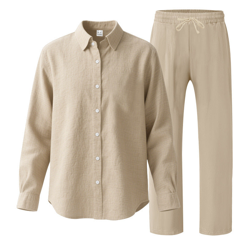 Women's Comfortable Lounge Set with Oversized Shirt and Elastic Drawstring Trousers
