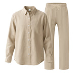 Women's Comfortable Lounge Set with Oversized Shirt and Elastic Drawstring Trousers