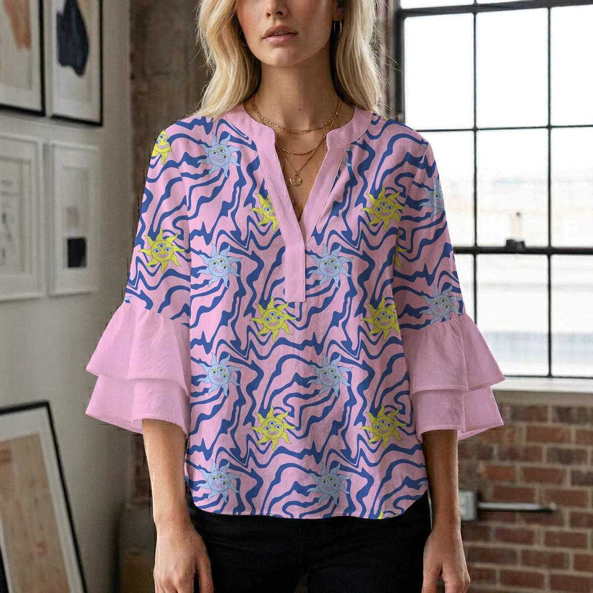 Women's Blouse with Beautiful Floral Design