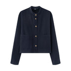 Women's Cotton Jacket with Button Placket and Pockets
