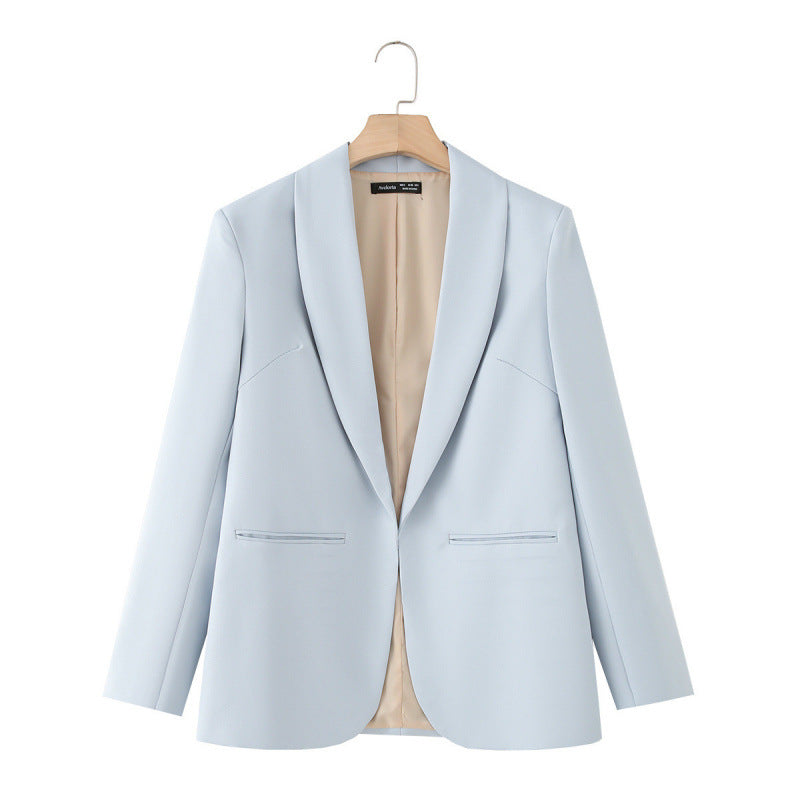 Elegant Women's Blazer with Unique Cut and Pockets