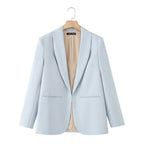 Elegant Women's Blazer with Unique Cut and Pockets