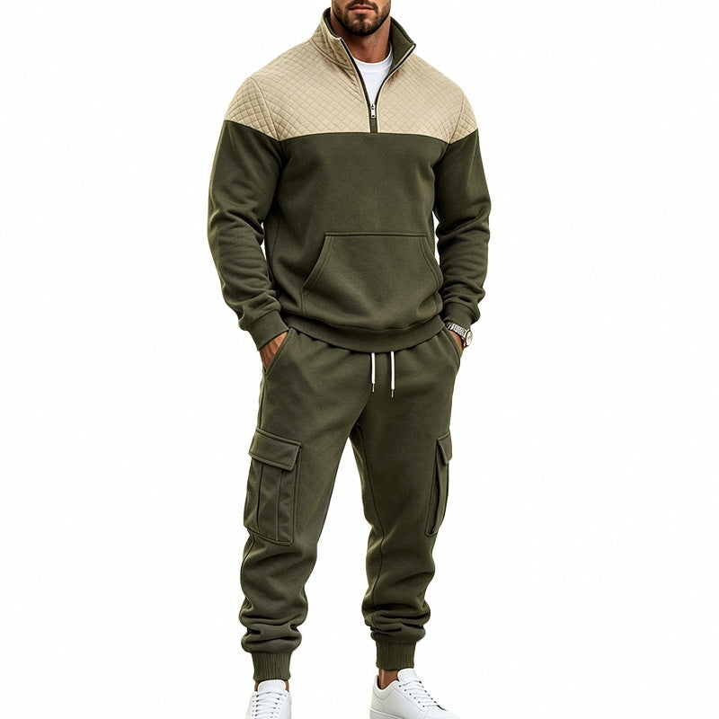 Men's Leisure Training Suit with Quilted Details