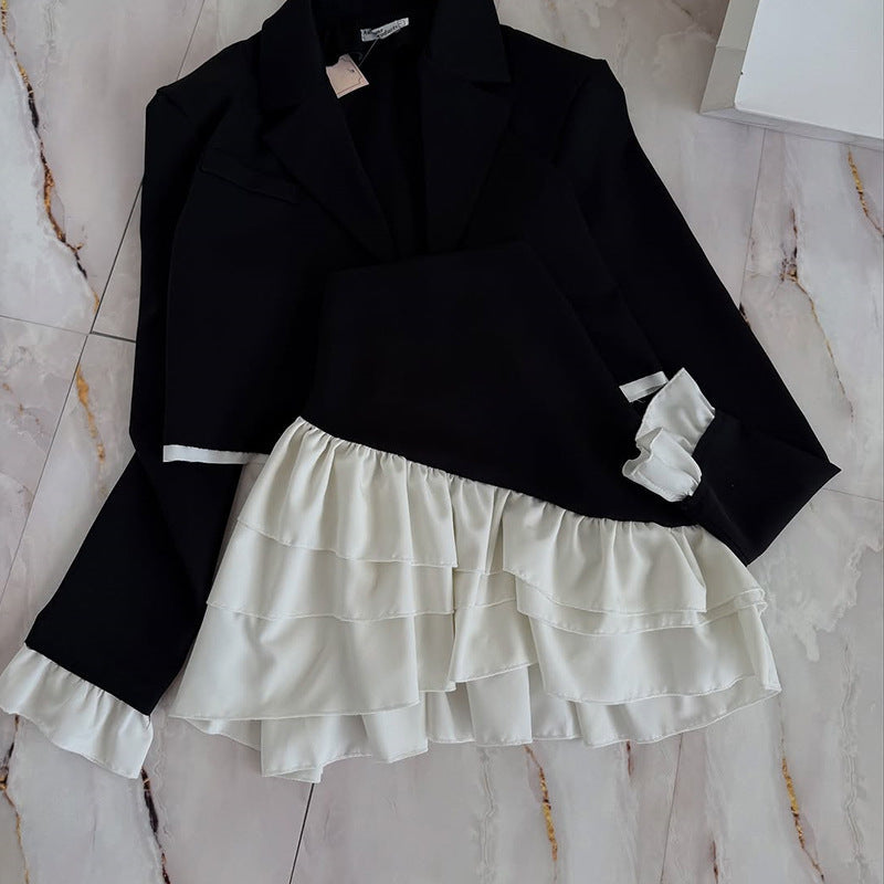 Women's Elegant Cropped Blazer with Ruffle Details