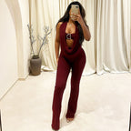 Elegant Jumpsuit with Adjustable Neckline and Chic Belt