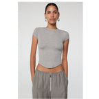 Women's Form-Fitting Short-Sleeve Shirt with Round Neckline