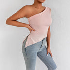 Women's Asymmetrical Off-Shoulder Top with Elegant Draping