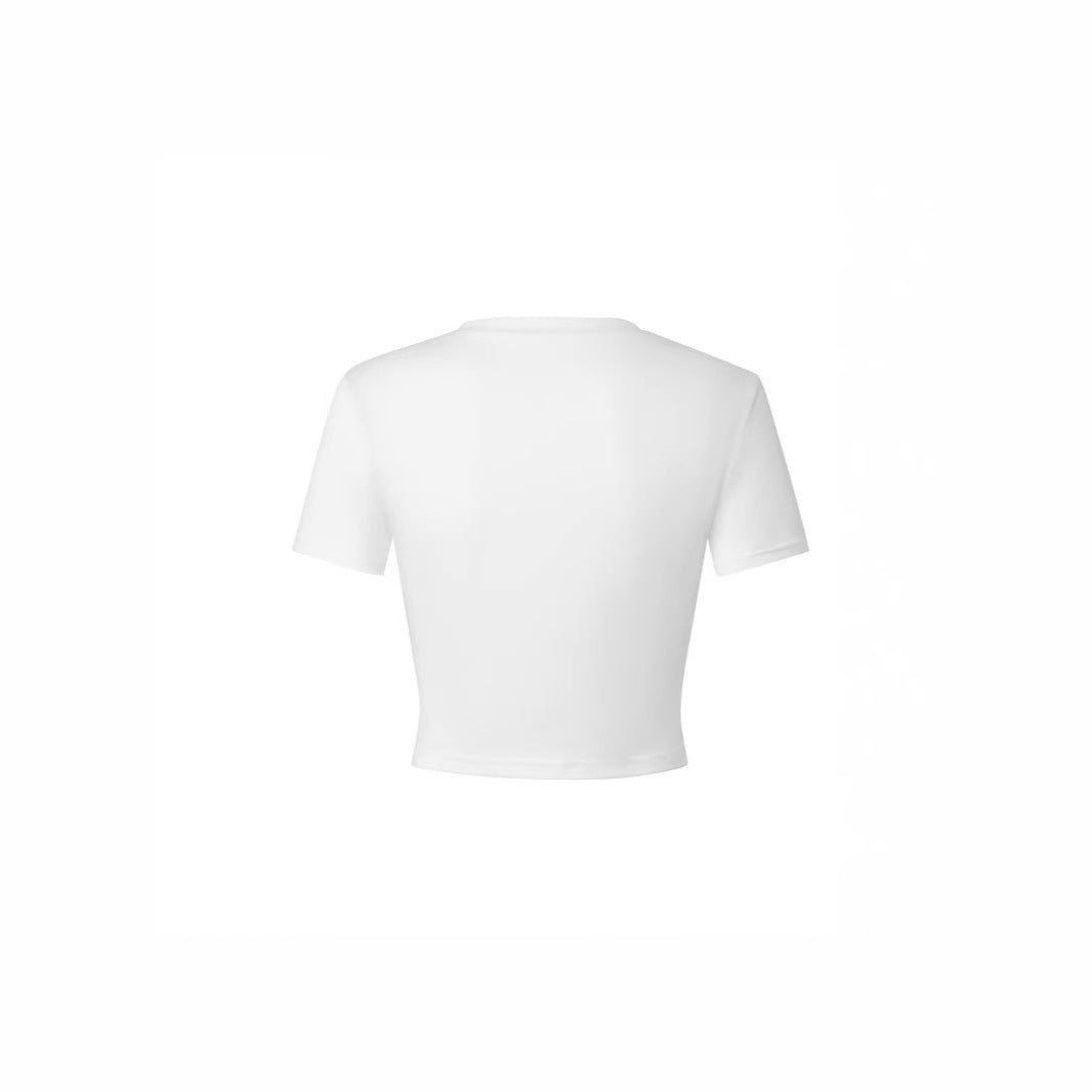 Women's Crop Shirt with Bow Motif and Astrological Print