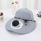 Ventilated outdoor sun hat with solar fan
