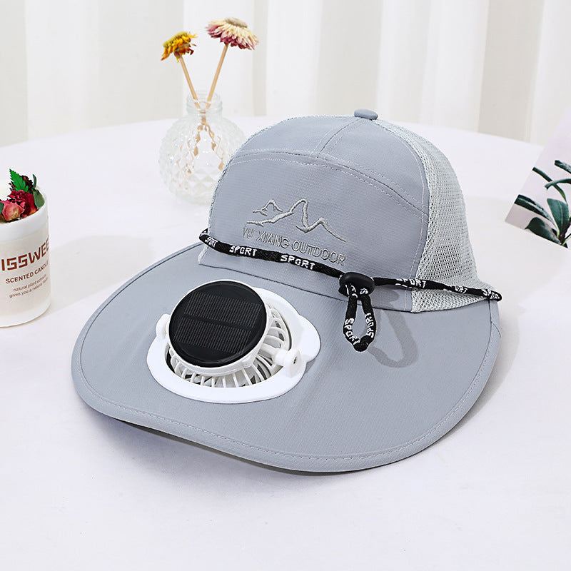 Ventilated outdoor sun hat with solar fan