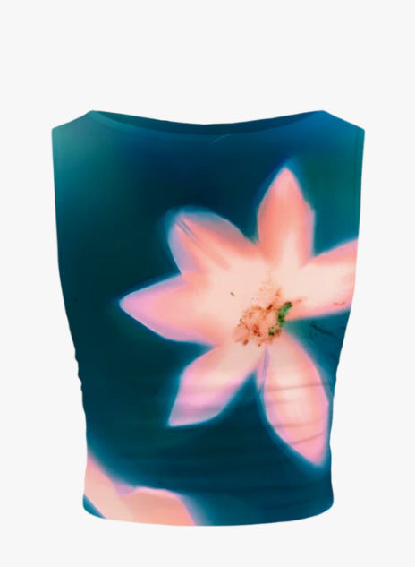 Women's Sleeveless Floral Crop Top