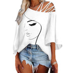 Women's Asymmetrical Graphic Print Top
