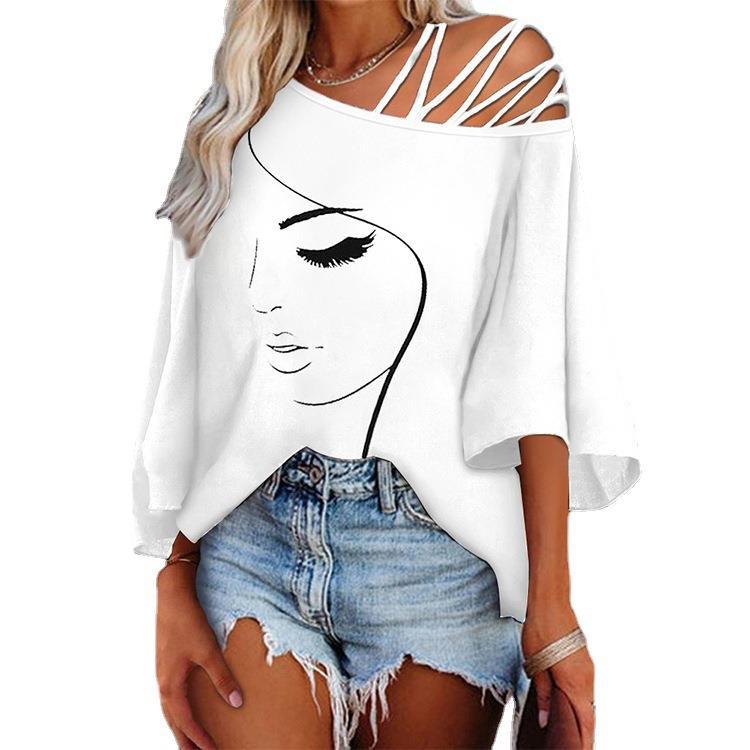 Women's Asymmetrical Graphic Print Top