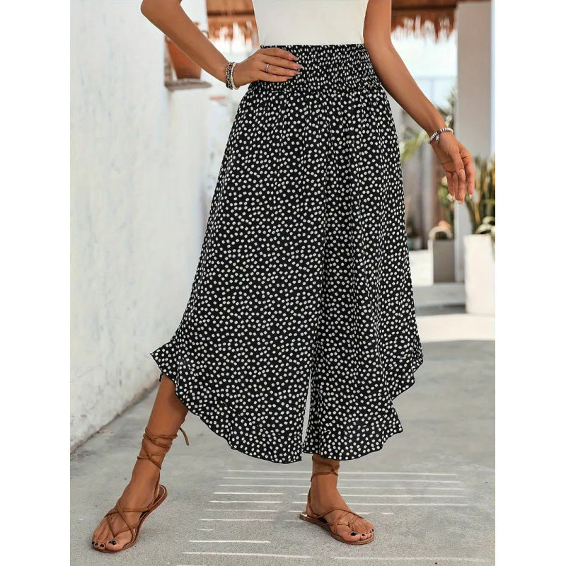 Women's Wide-Leg Lounge Pants with Polka-Dot Pattern