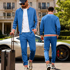 Men's Sporty Tracksuit with Striped Ribbed Cuffs