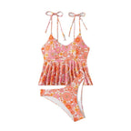 Women's Floral Swim Top with High-Waisted Bottoms