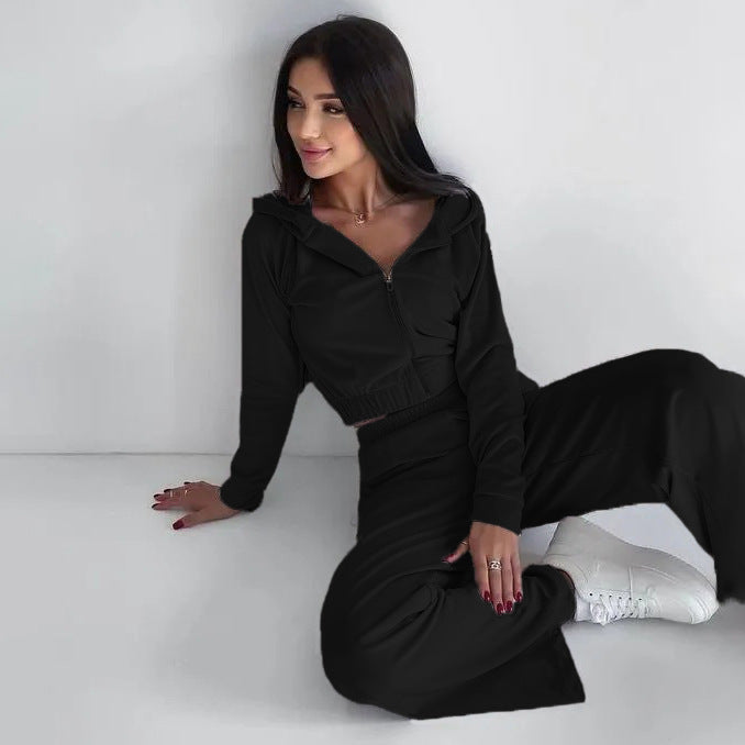 Women's Cropped Thermo-Fleece Set with Half-Zip