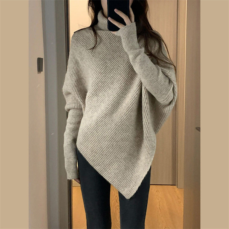 Women's Asymmetrical Knit Sweater in a Casual Oversized Design