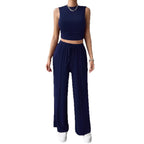Women's Lounge Set with Sleeveless Top and Wide Pants