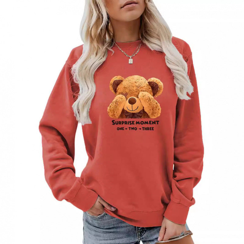 Women's Casual Sweater with Bear Motif