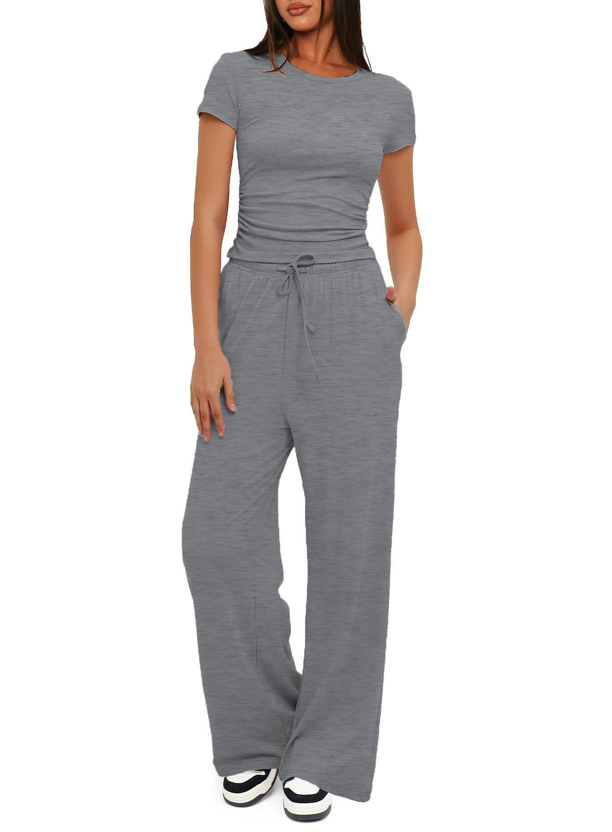 Women's Comfortable Lounge Set with Elastic Waist and Wide Cut