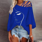 Women's Asymmetrical Graphic Print Top