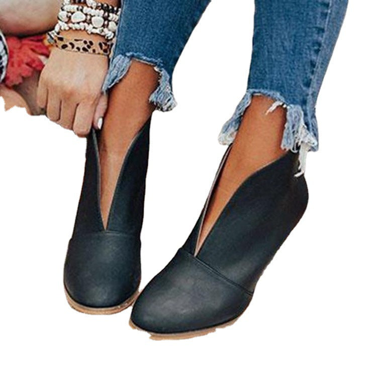 Women's Ankle Boots with Fashionable Cut and Textured Finish